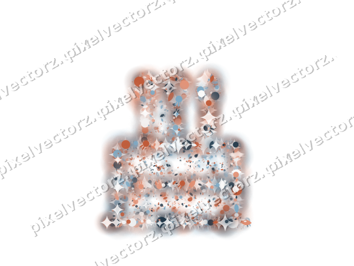 Seamless glitter birthday cake in orange on a transparent background