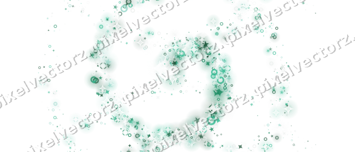 Nahtlose Glitzerspirale aus Sternen und Funken auf transparentem Grund