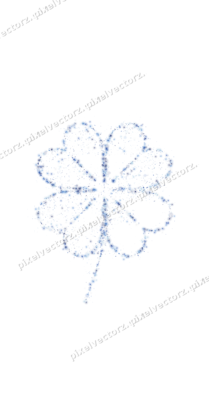 Seamless glitter clover leaf in blue on a transparent background