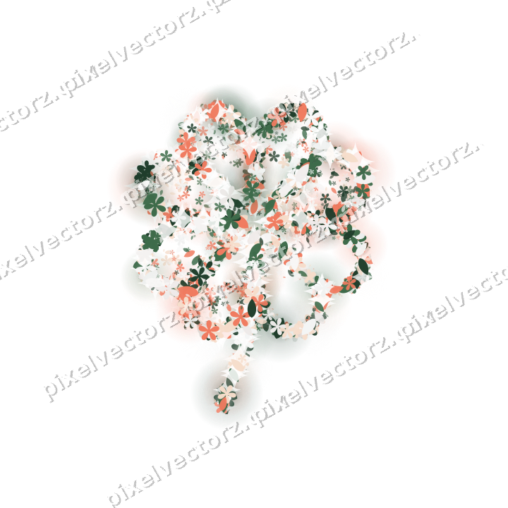 Seamless glitter clover leaf in dark green on a transparent background