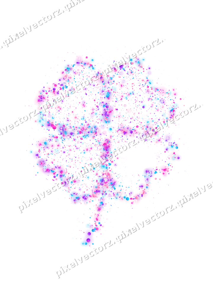 Seamless glitter four leaf clover on a transparent background