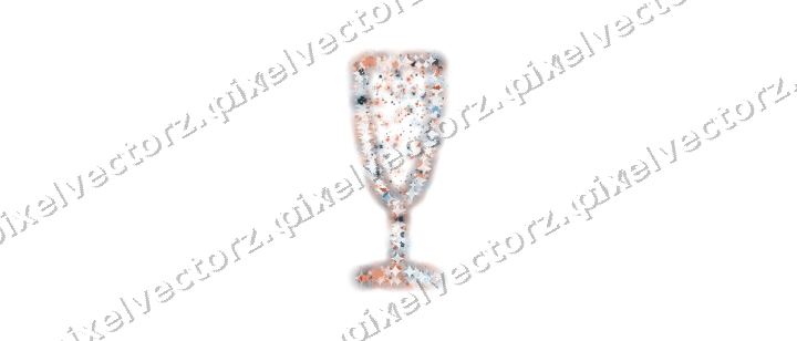 Seamless glitter champagne flute in orange on a transparent background