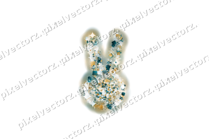 Seamless glitter easter bunny in amber on a transparent background