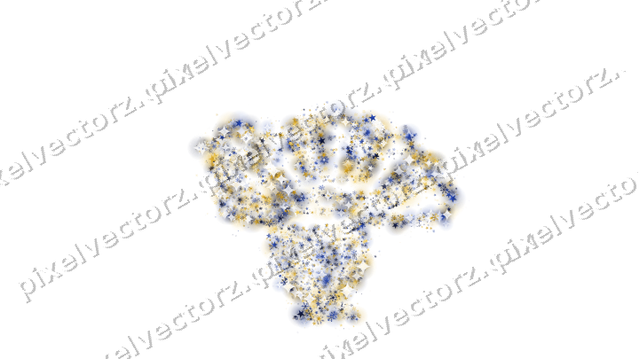 Seamless glitter turkey in amber and blue on a transparent background