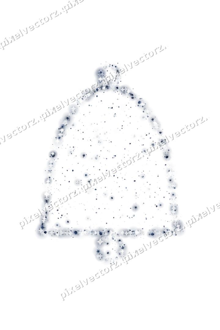 Seamless glitter bell in dark blue on a transparent background