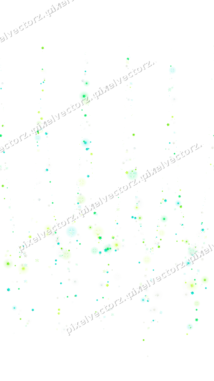 Seamless glitter garland of stars in green on a transparent background