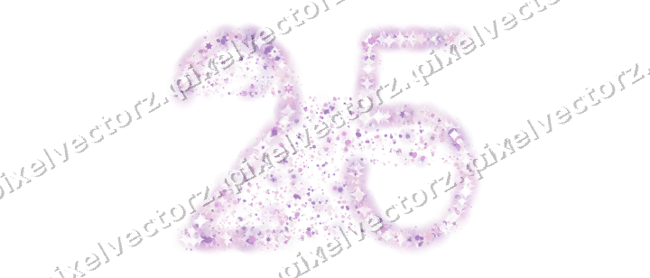 Seamless glitter number 25 in magenta on a transparent background