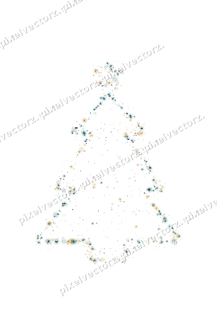 Seamless glitter christmas tree in amber on a transparent background