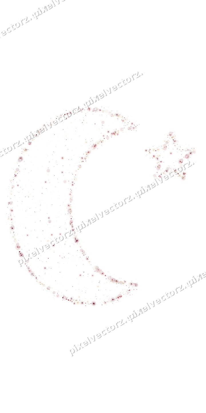 Seamless glitter crescent moon of sparkles on a transparent background