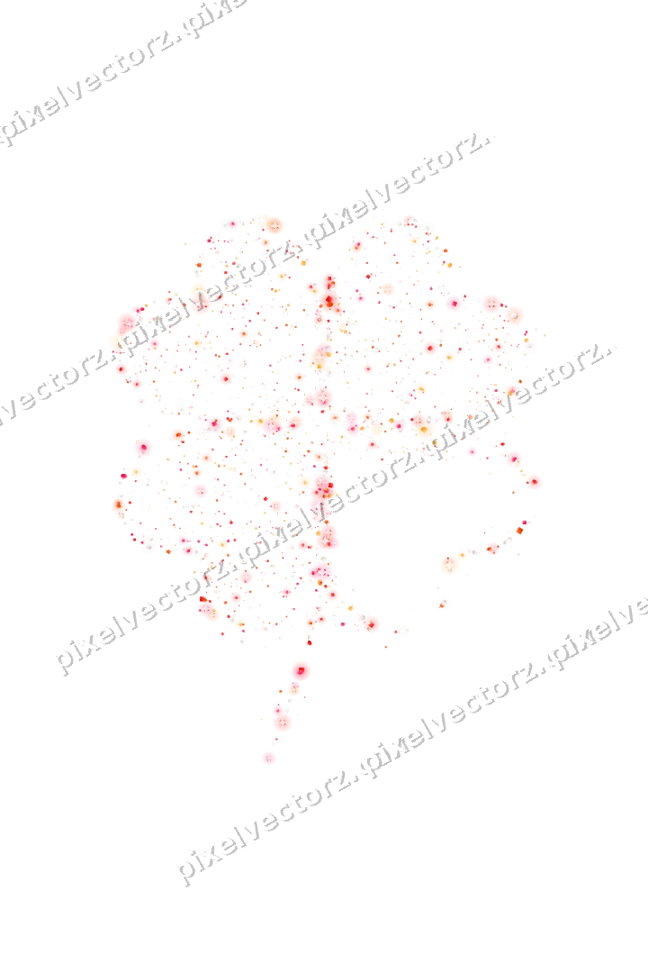 Seamless glitter four leaf clover in red on a transparent background