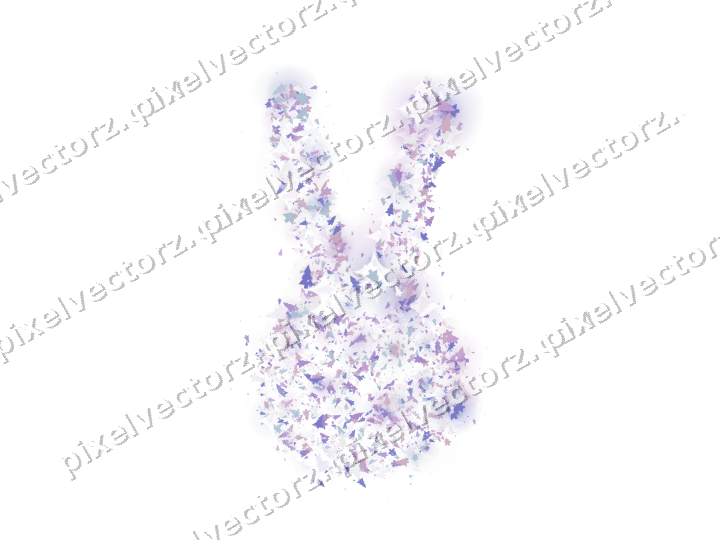 Seamless glitter easter bunny in purple on a transparent background