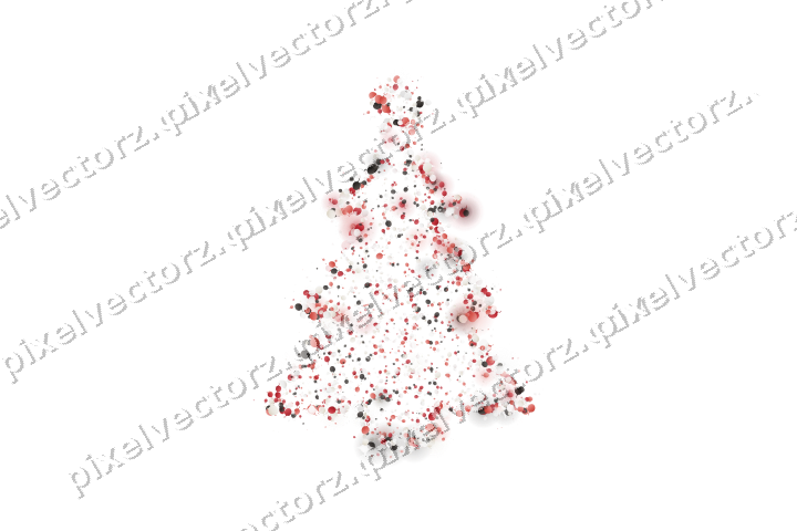 Seamless glitter christmas tree in red on a transparent background