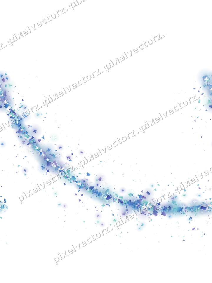 Seamless glitter arc of stars and bells on a transparent background