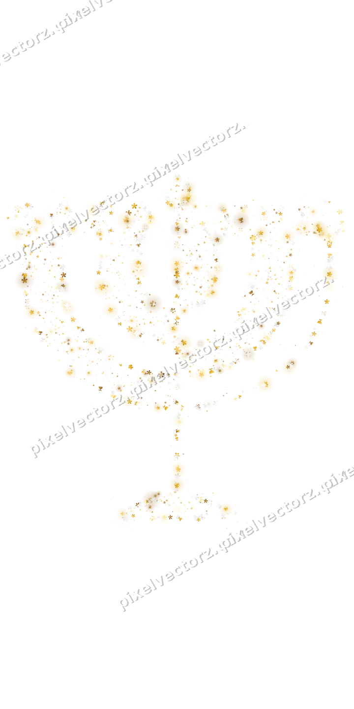 Seamless glitter menorah on a transparent background