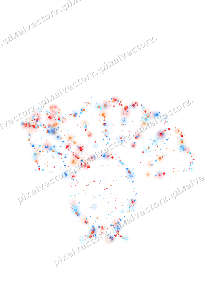 Seamless glitter turkey in blue and red on a transparent background
