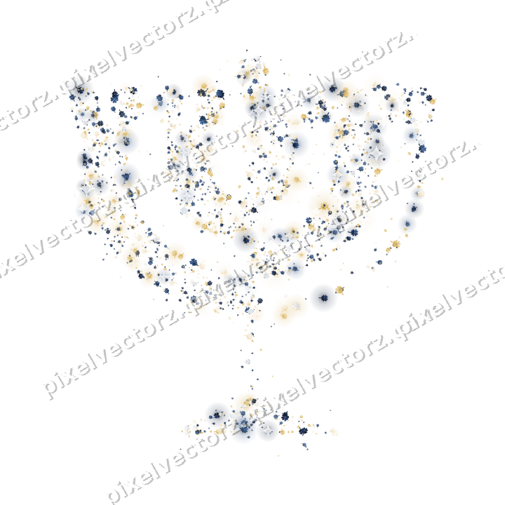 Seamless glitter menorah of clovers on a transparent background