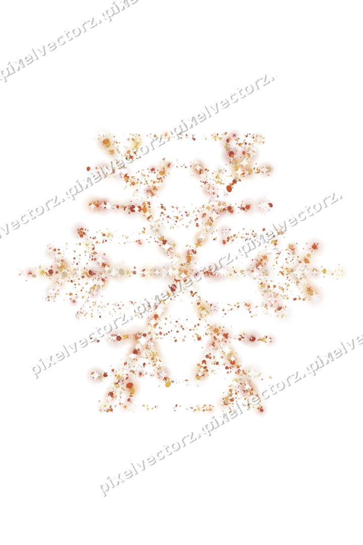 Seamless glitter snowflake in orange on a transparent background