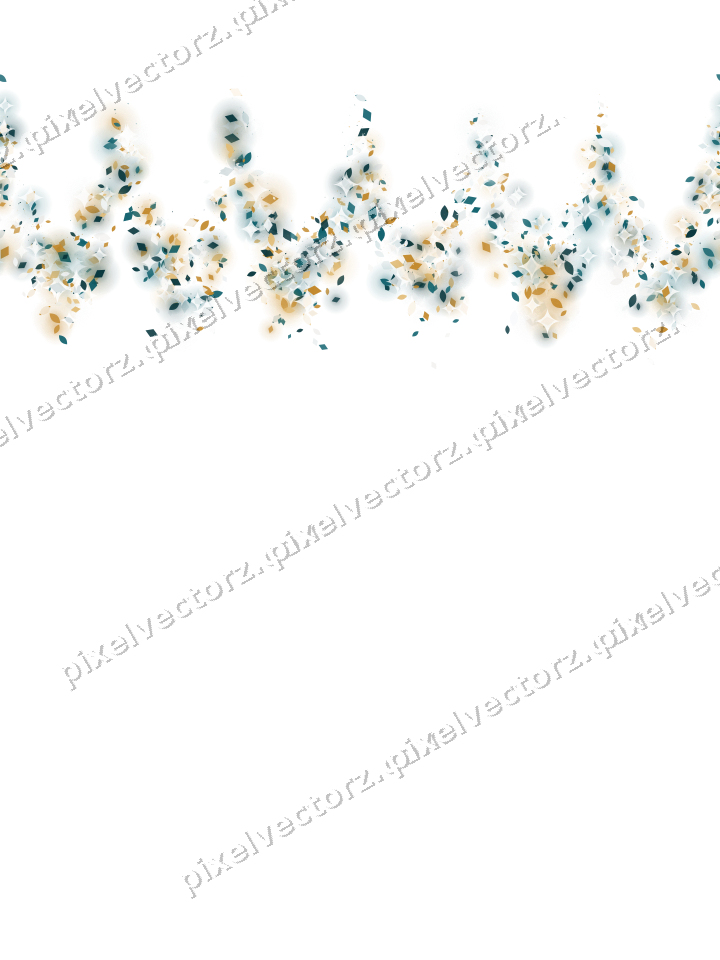 Seamless glitter garland in amber on a transparent background