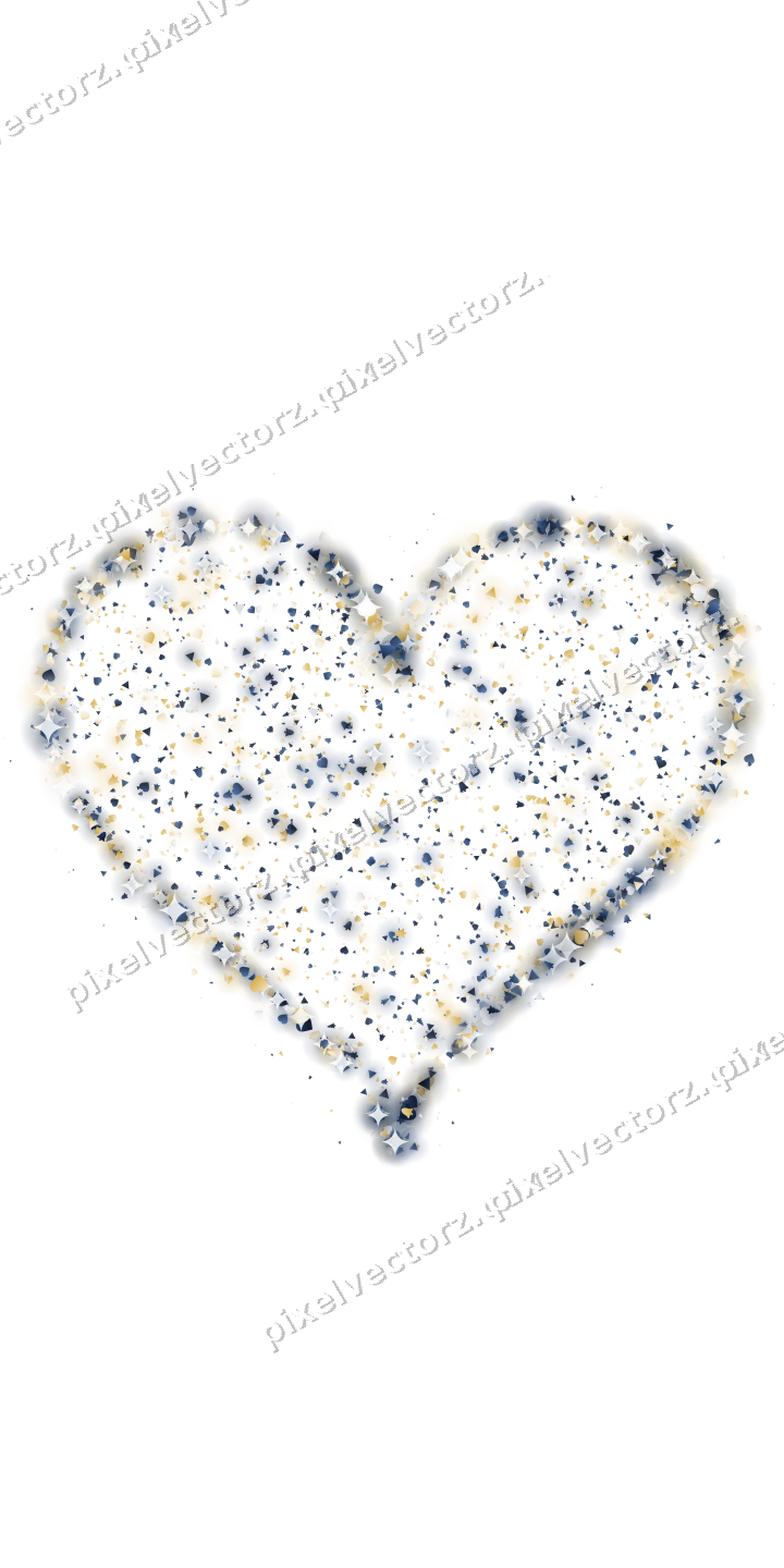 Seamless glitter heart in dark blue on a transparent background