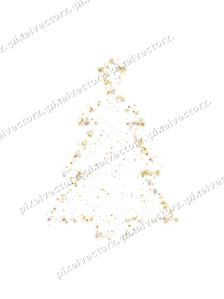 Seamless glitter christmas tree in amber on a transparent background