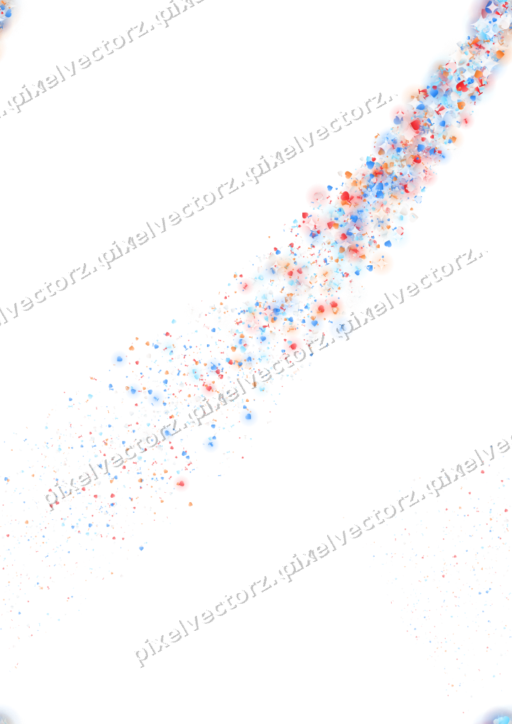 Seamless star trail in blue and red on a transparent background