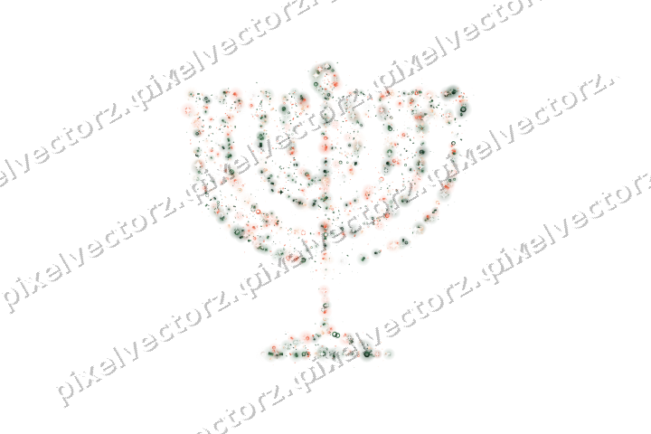 Seamless glitter menorah in dark green on a transparent background