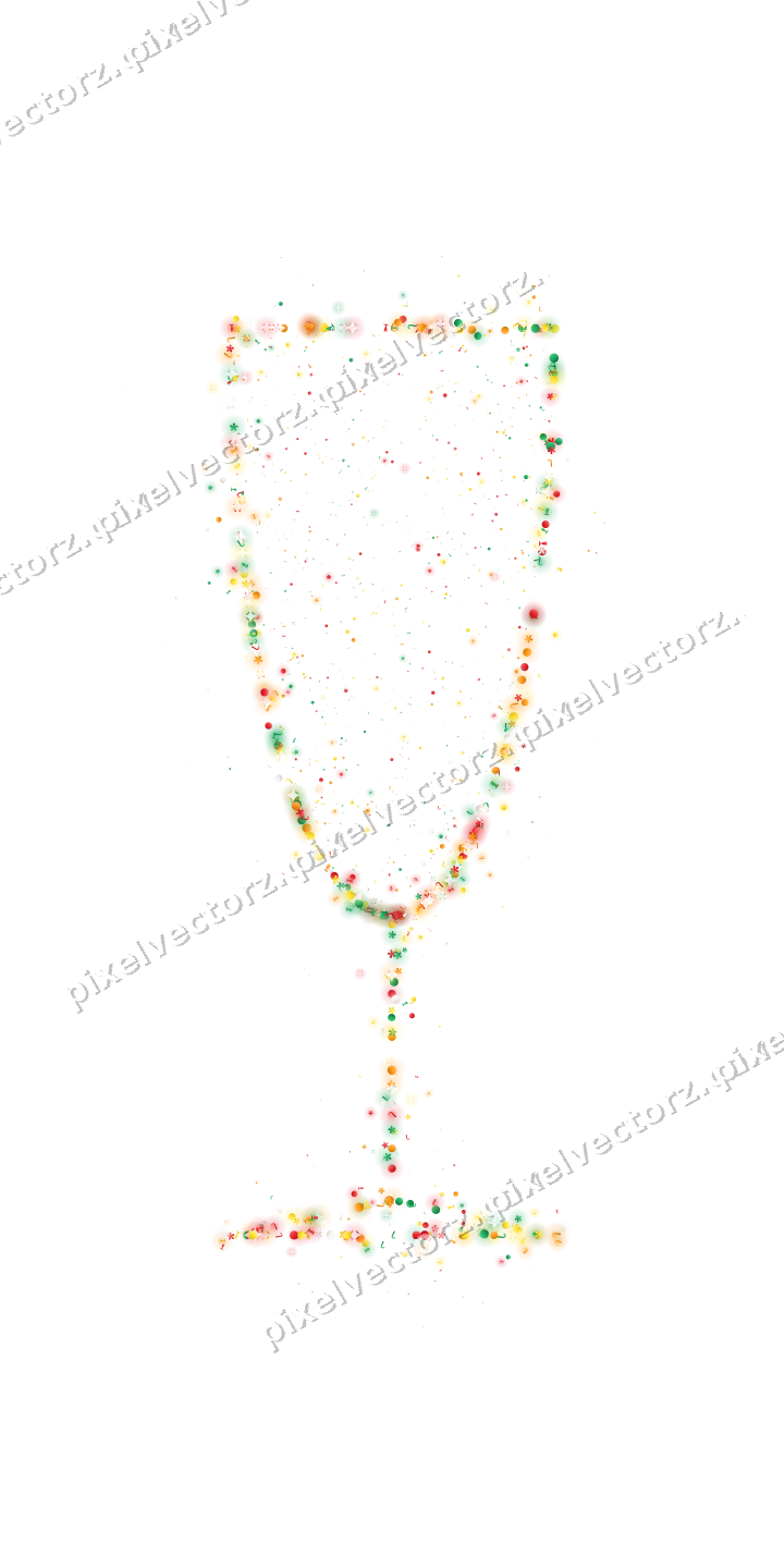 Seamless glitter champagne flute in red on a transparent background