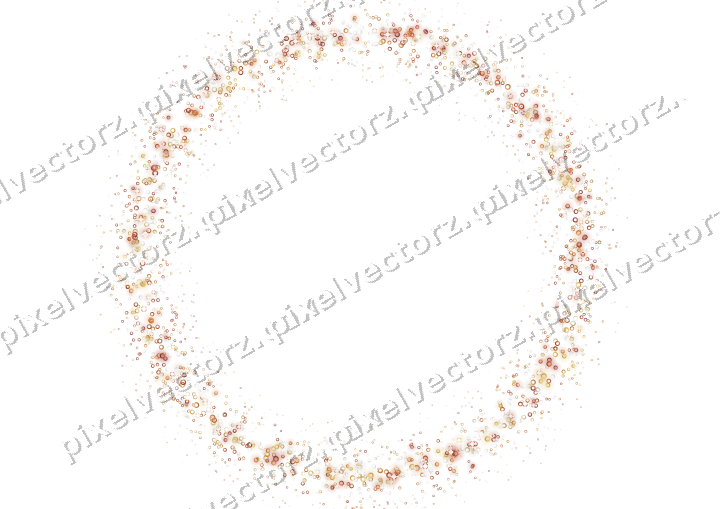 Seamless glitter wreath of rings in orange on a transparent background