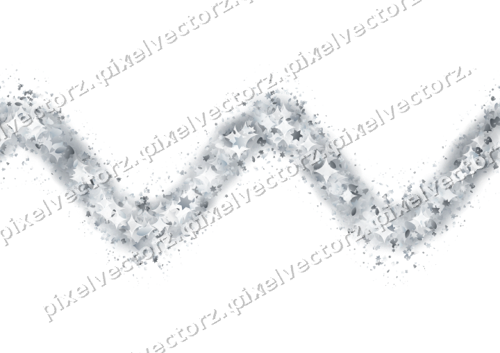 Seamless glitter wave of stars and bells on a transparent background