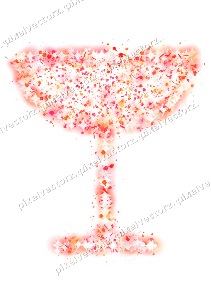 Seamless glitter champagne coupe in red on a transparent background