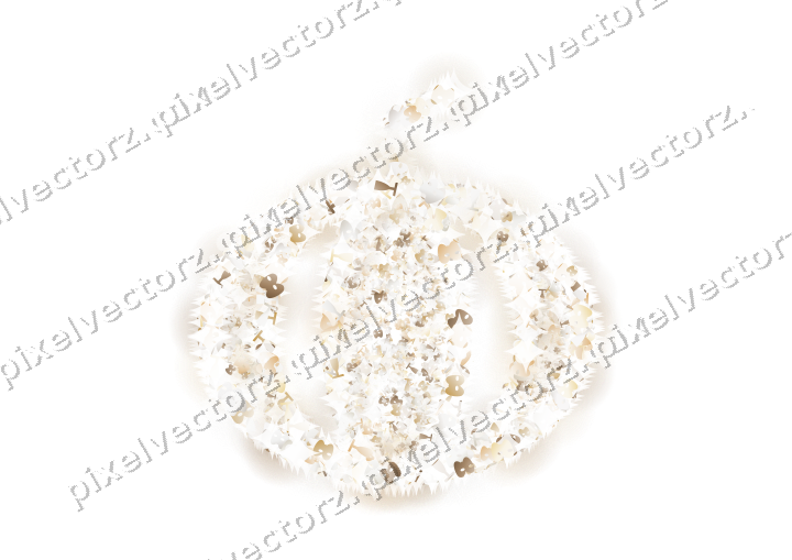 Seamless glitter pumpkin in amber on a transparent background