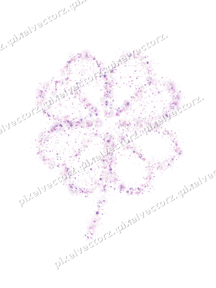 Seamless glitter clover leaf of stars on a transparent background