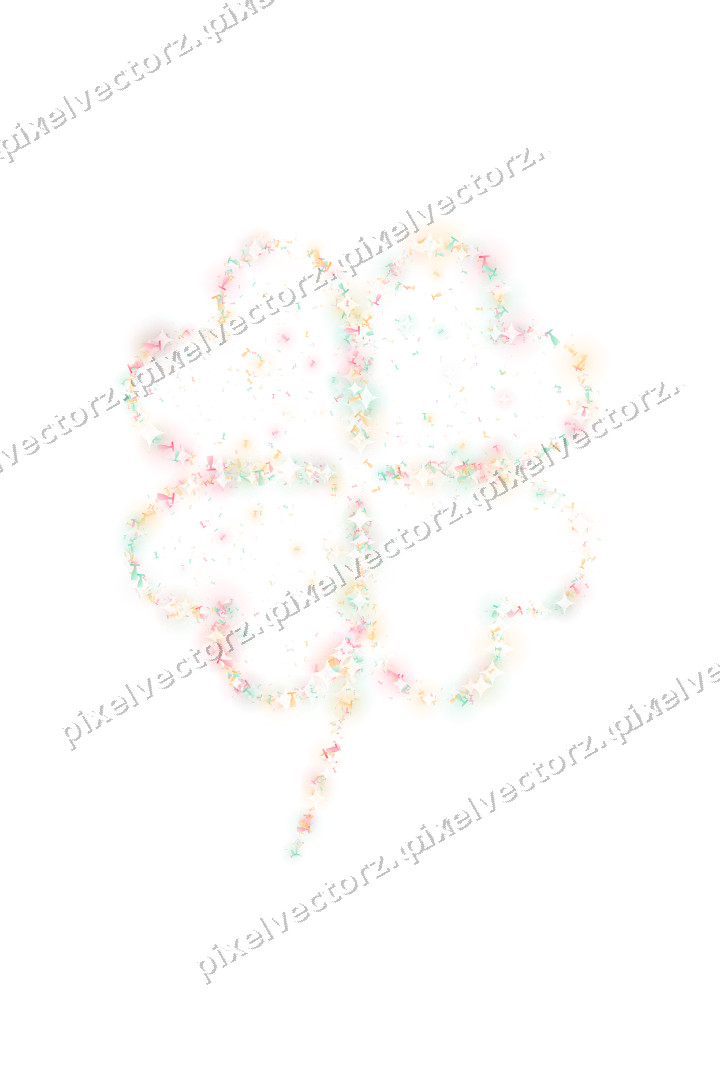 Seamless glitter four leaf clover on a transparent background