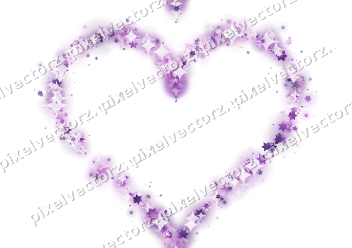 Nahtloses Glitzerherz aus Sternen in Violett auf transparentem Grund