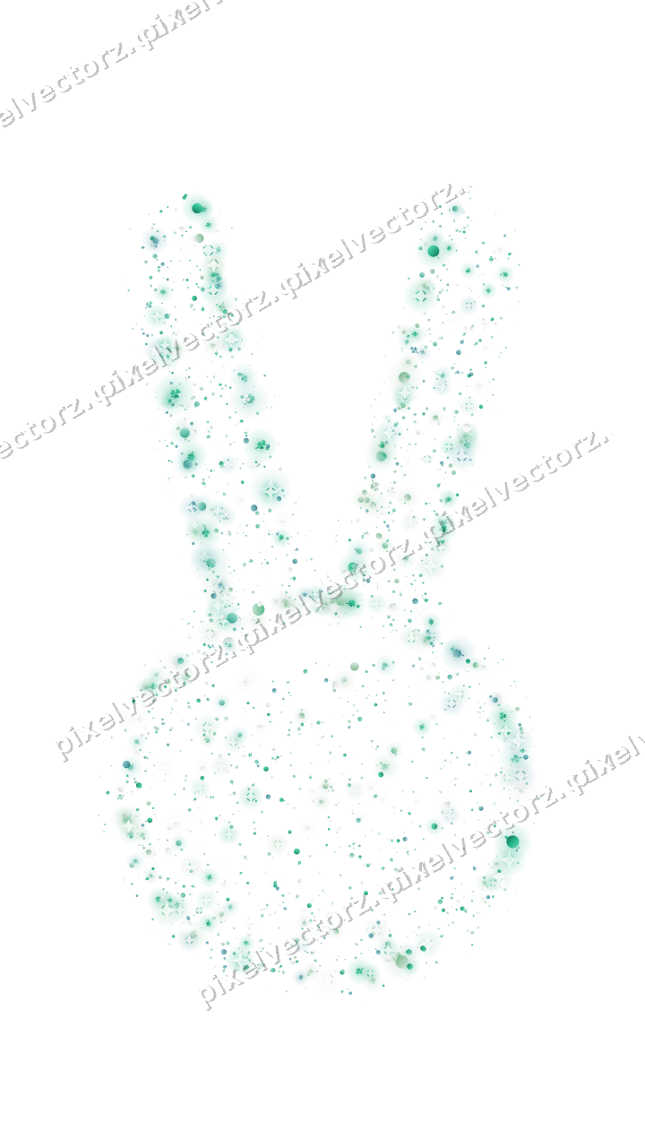Seamless glitter easter bunny in green on a transparent background