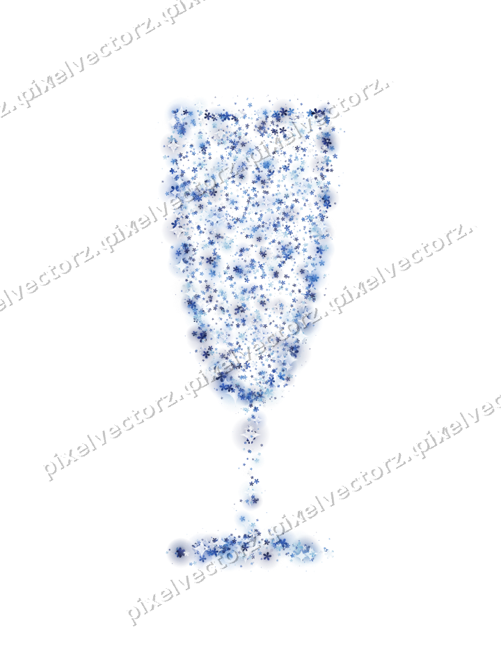 Seamless glitter champagne flute in blue on a transparent background