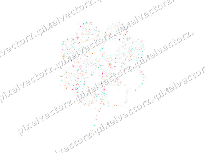 Seamless glitter clover leaf in pink on a transparent background