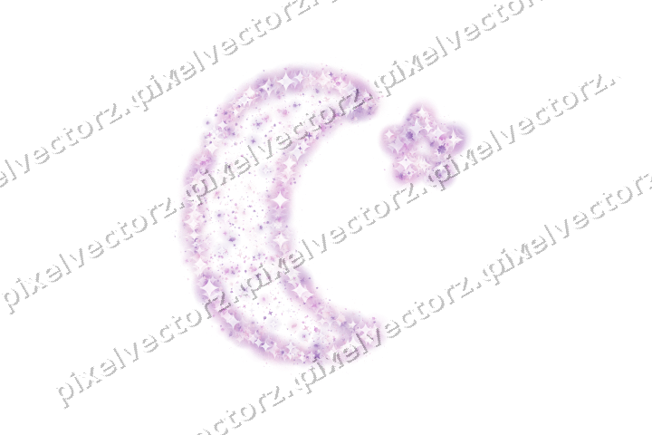 Seamless glitter crescent moon in magenta on a transparent background
