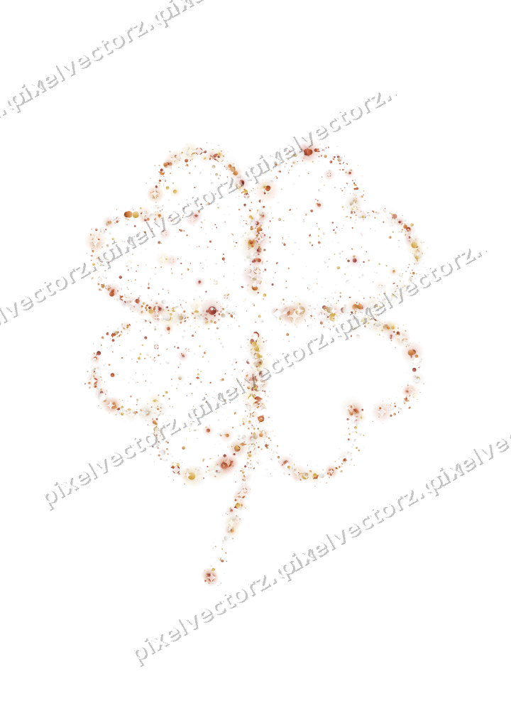 Seamless glitter four leaf clover on a transparent background
