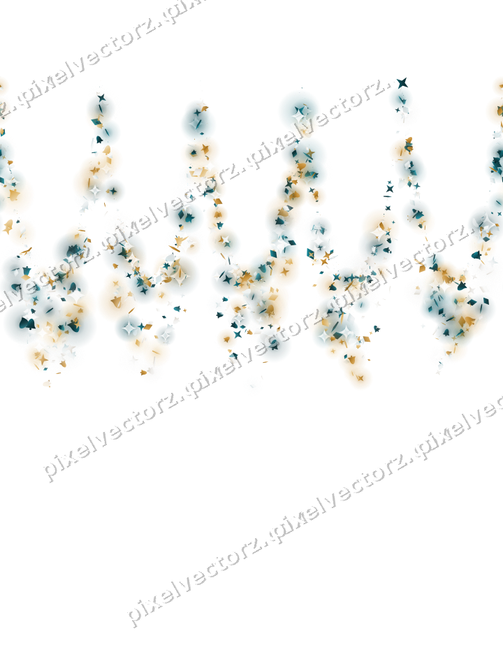 Seamless glitter garland in amber on a transparent background