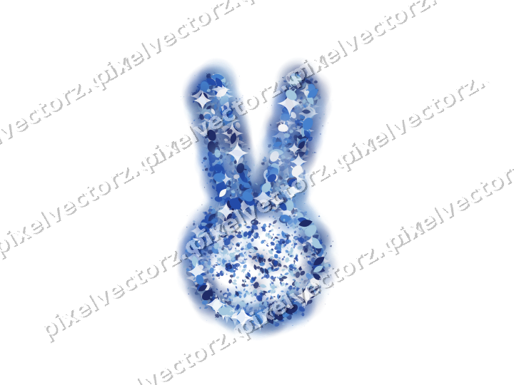 Seamless glitter easter bunny in blue on a transparent background