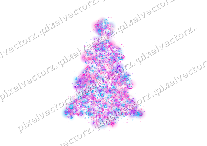 Seamless glitter christmas tree in magenta on a transparent background