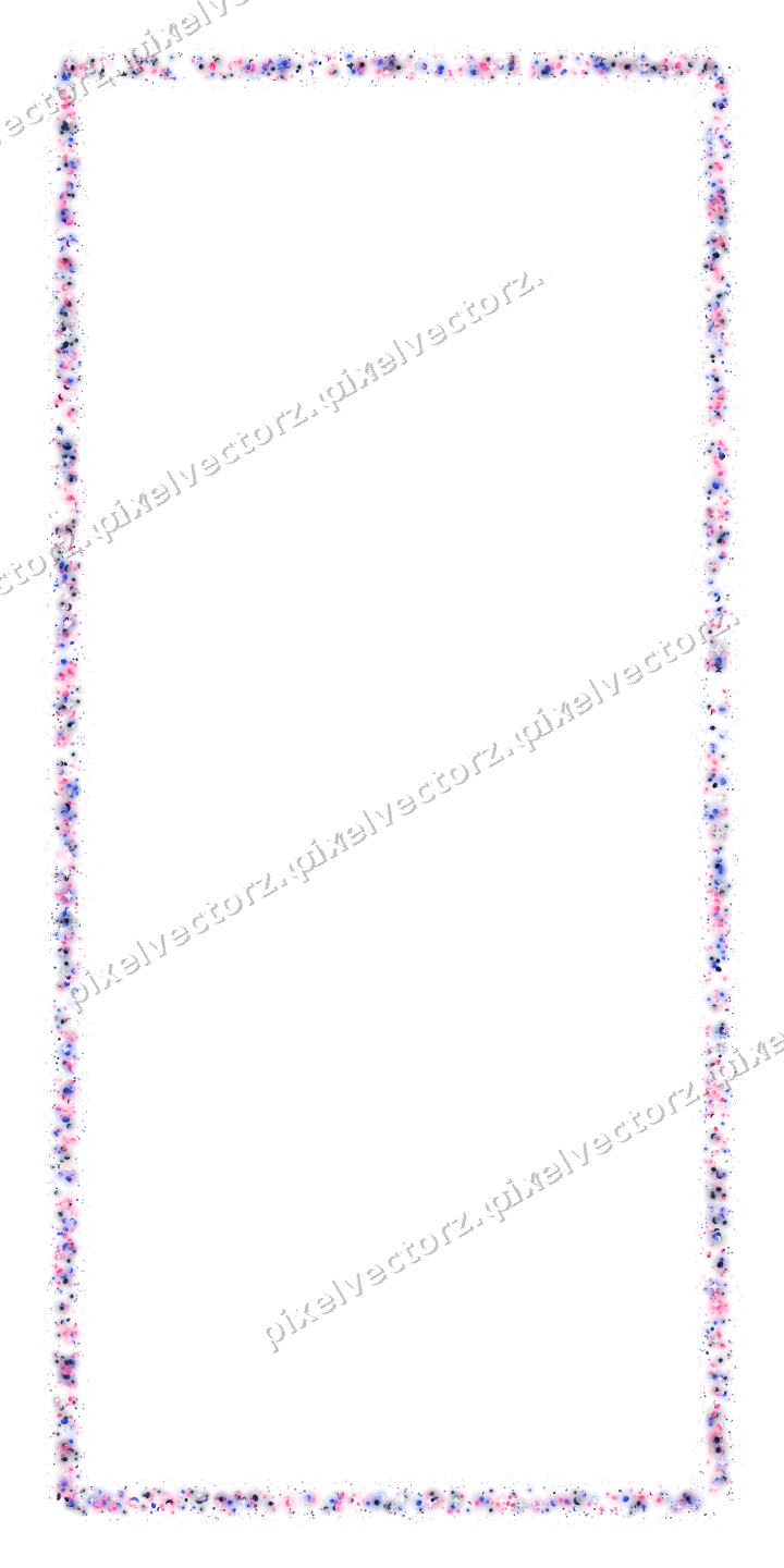 Seamless glitter frame in pink and blue on a transparent background
