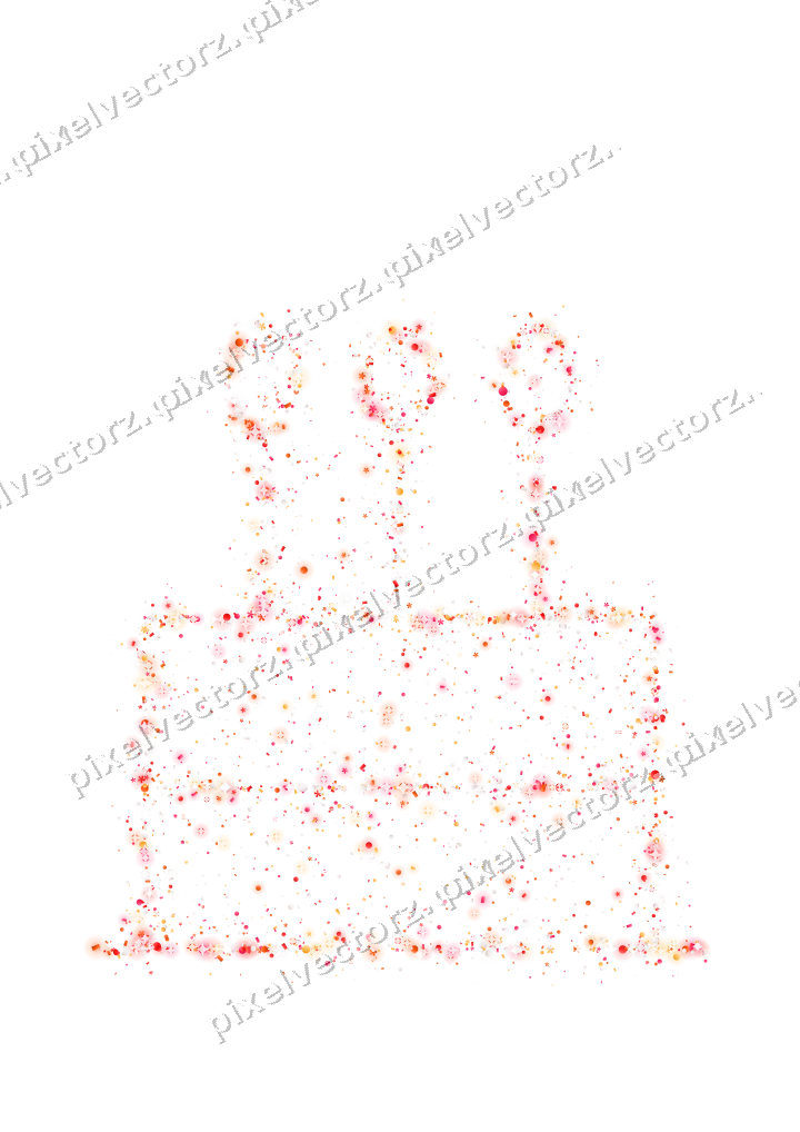 Seamless glitter birthday cake in red on a transparent background