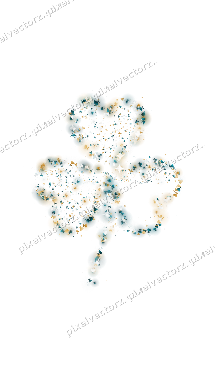 Seamless glitter shamrock in amber on a transparent background
