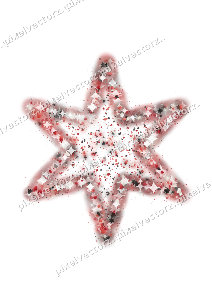Seamless glitter star of stars and bells on a transparent background
