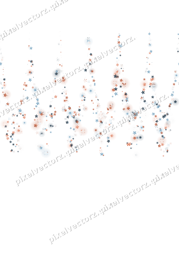 Seamless glitter garland of flowers on a transparent background