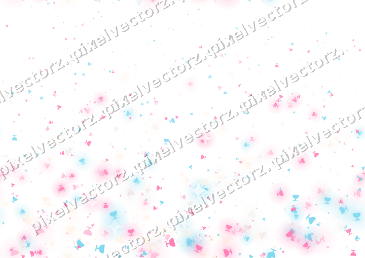 Seamless rising glitter in pink and cyan on a transparent background