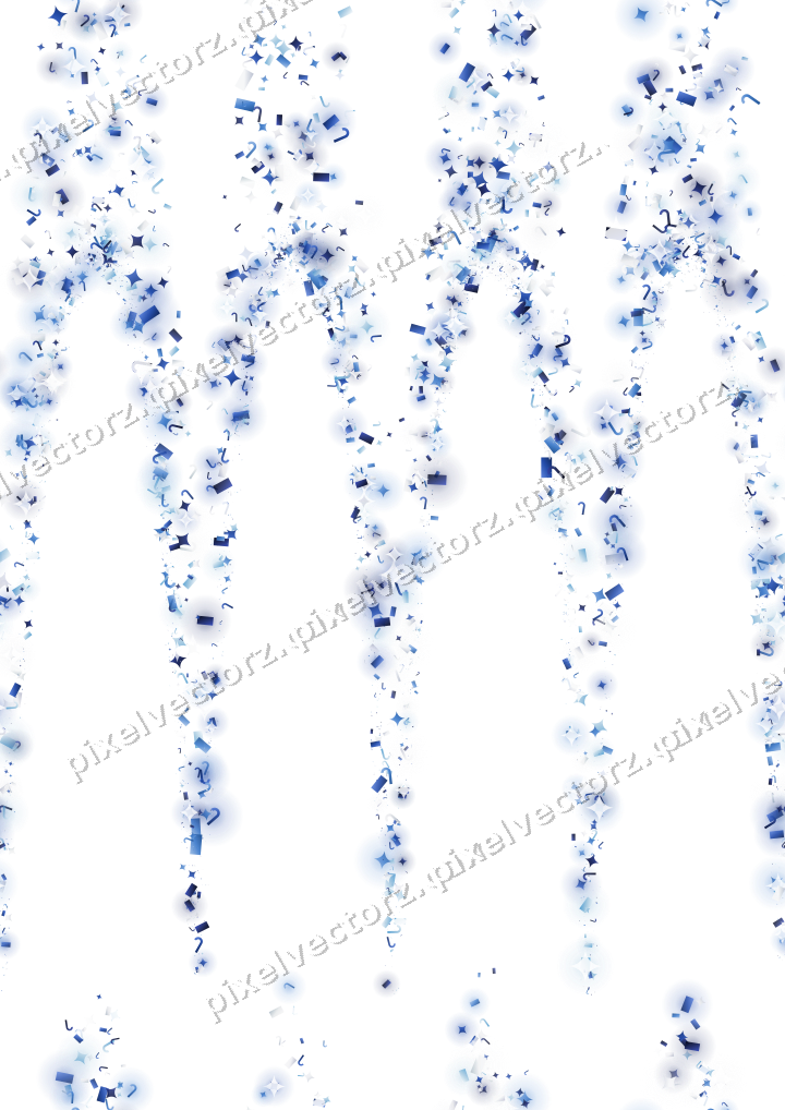 Seamless glitter garland in blue and cyan on a transparent background