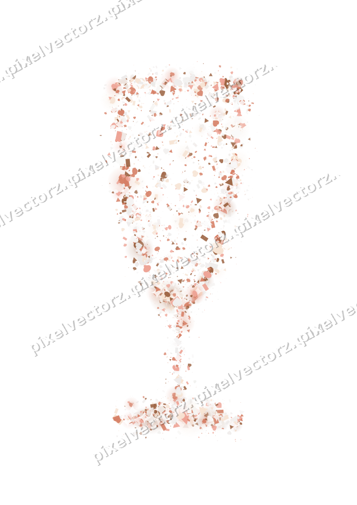 Seamless glitter champagne flute in orange on a transparent background